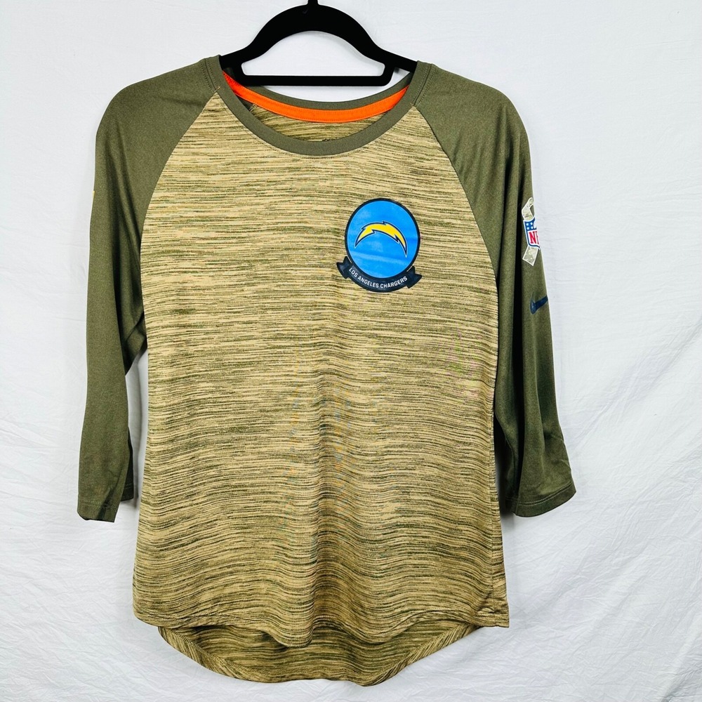 Nike Los Angeles Chargers top women quarter sleeve Salute‎ to Service Green M